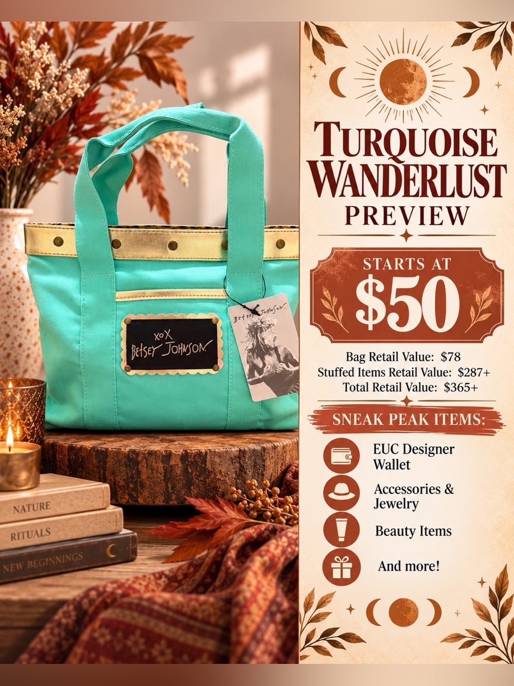 Turquoise Wanderlust Mystery Stuffed Bag ✨